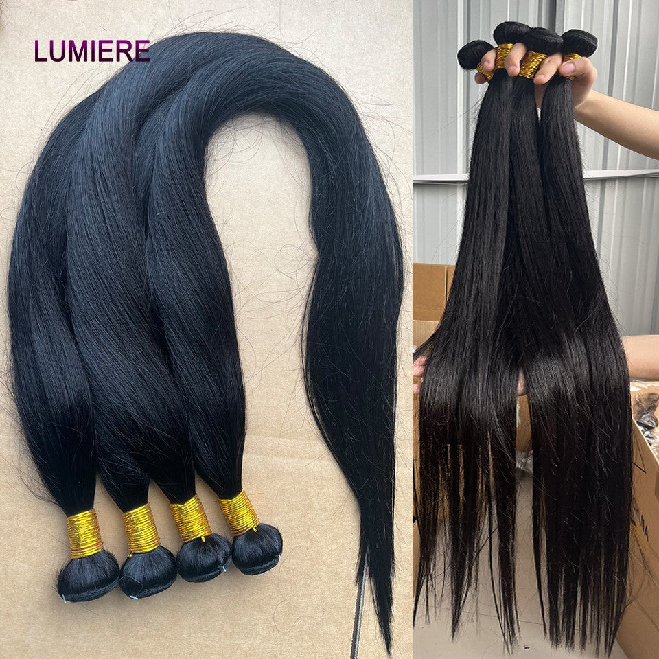 Cabelo Humano Liso Extenso de 8 a 40 polegadas, Pacotes de 1/3/4 peças, Cabelo Brasileiro para Mega Hair, Cabelo Humano Cru, Pacotes em Oferta, Extensões de Cabelo Virgem Lumiere