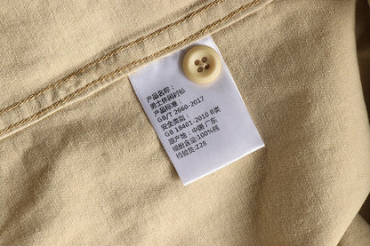 Men's British Simple Solid Color Long Sleeved Shirt Wash Woven Twill Cotton Versatile Ameikeji Fashion Male Cargo Work Shirt