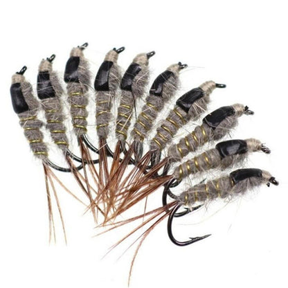 5 Peças Latão Beadhead Pavão Herl Buzzer Fly Isca de Pesca no Gelo Jig Ninfas Larvas para Pesca de Truta Perca Bluegill