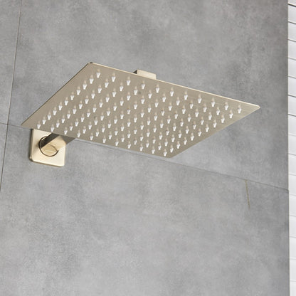 Chuveiro Quadrado de Teto 8"/10"/12" Ultrafino para Banheiro com Braço de Chuveiro Acessórios de Torneira Montado na Parede