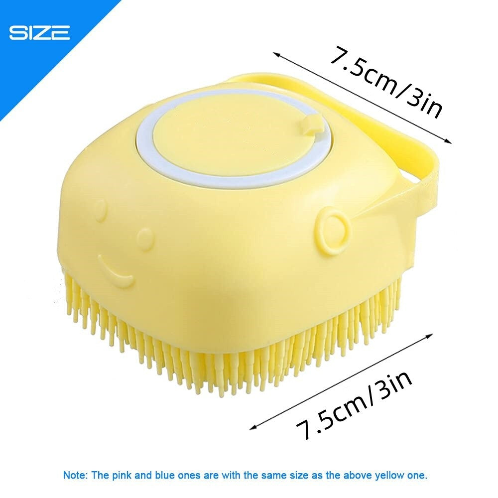Escova de Banho para Cães Escova de Massagem para Pets Dispensador de Shampoo Escova de Silicone Macia Cerdas de Borracha para Cães e Gatos Ferramenta de Banho e Higiene