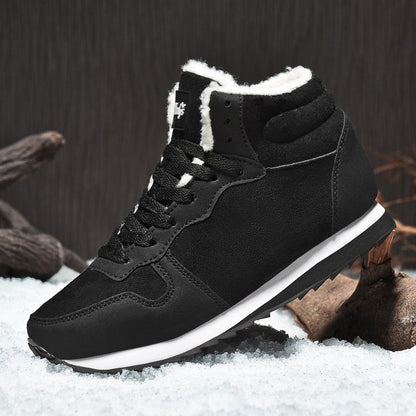 Botas de Inverno Masculinas Casuais Quentes Botas de Tornozelo Sapatos para Homem Tênis Inverno Pelúcia Fur Feminino Calçados Confortáveis Plataforma Botas de Neve