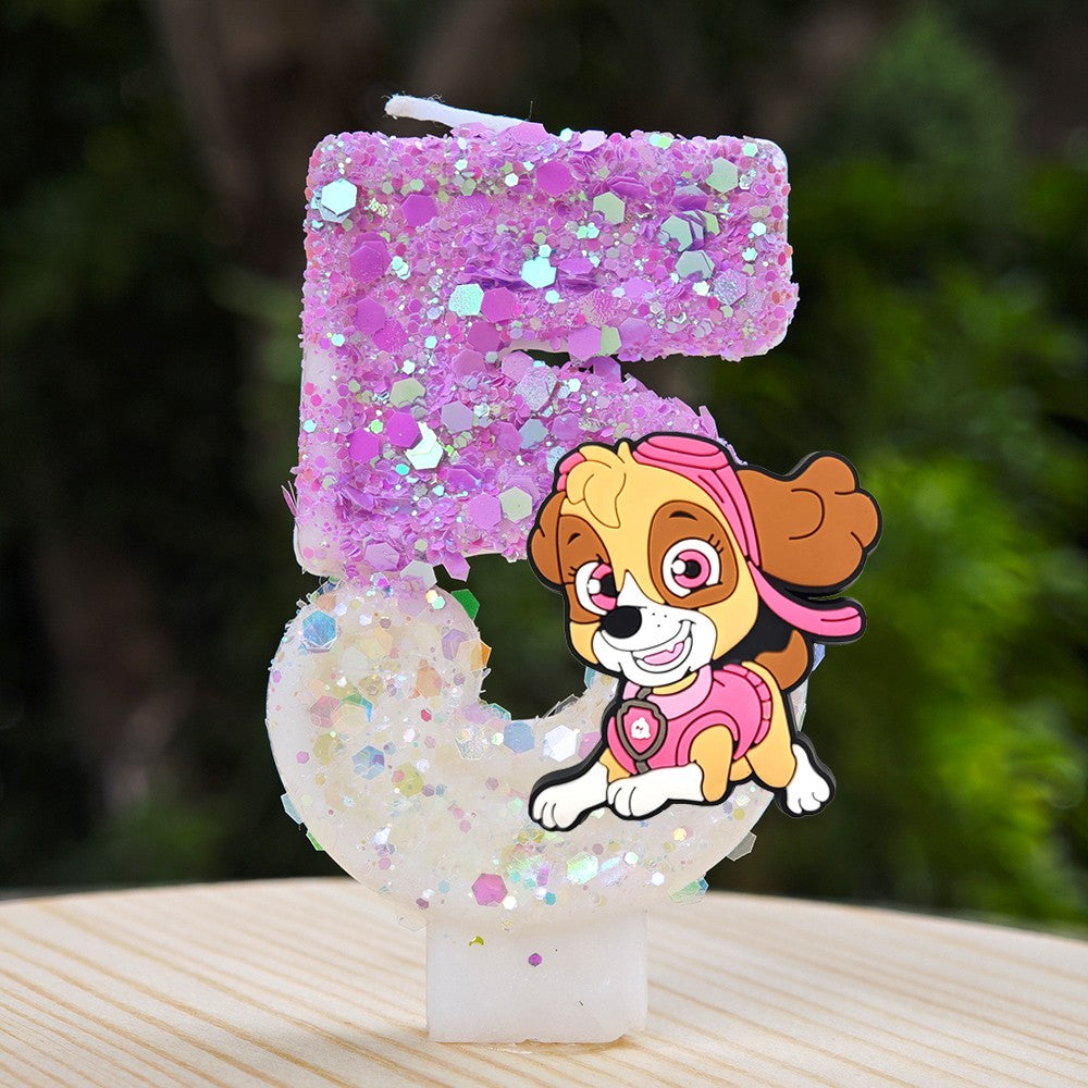 Paw Patrol Candle 0-9 Number Candle Paw Patrol Cartoon Character Party Cake Plug-in Birthday Cake Decoration Baby Shower Gift