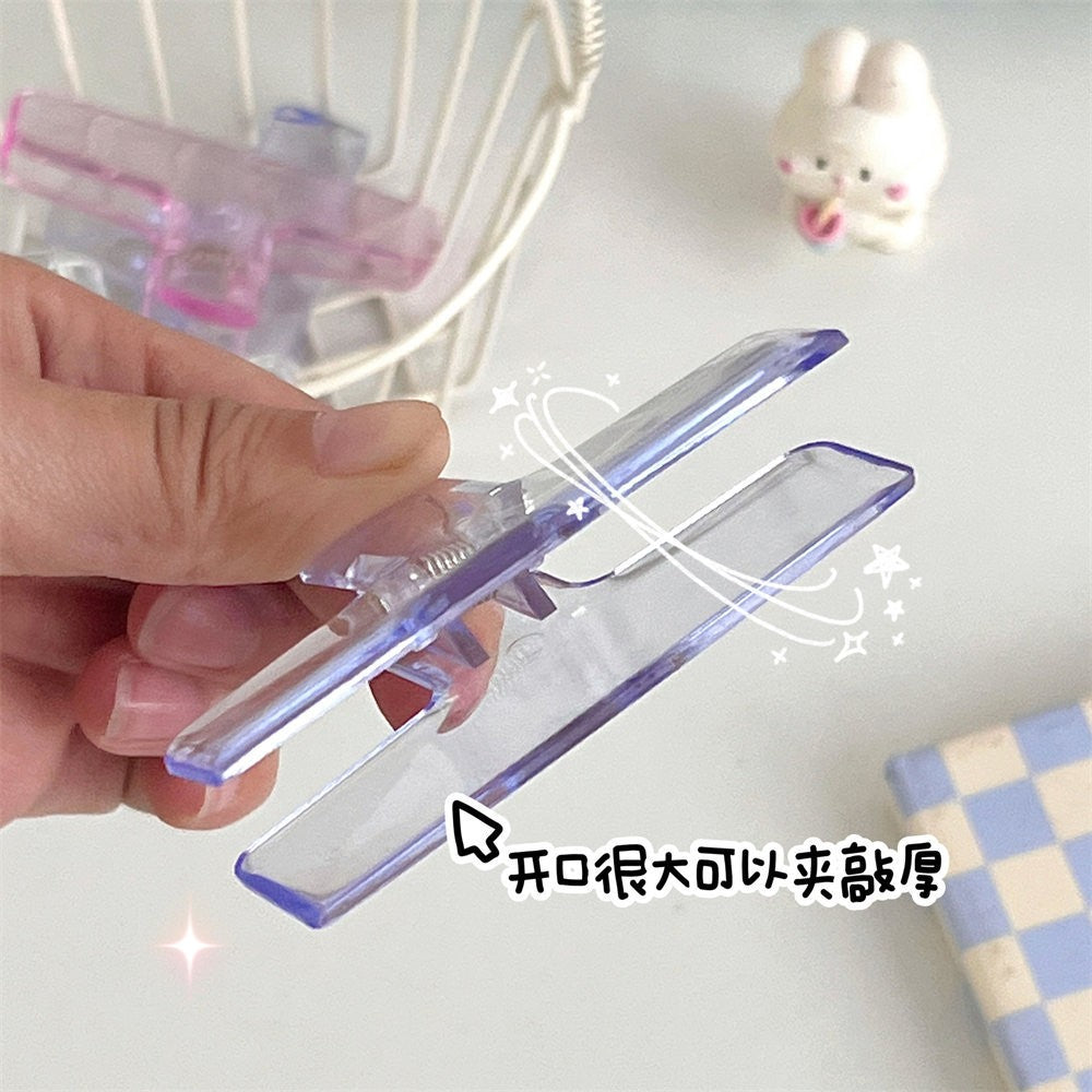 Cute Transparent Bingder Clips for School & Office Supplies Stationery Big Clear File Document Clamps