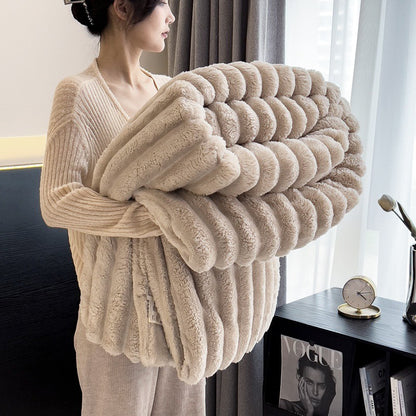 Imitation Rabbit Velvet Spring Autumn Warm Blankets or Blanket and Pillowcase Soft Fluffy Warmth Throw Blankets for Sofa Napping