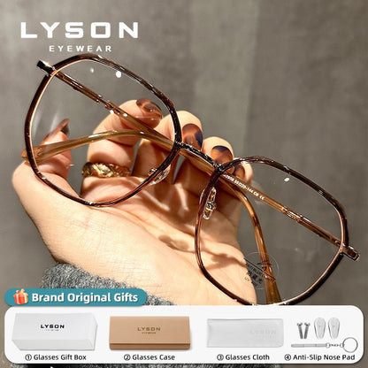 LYSON New Fashion Large Polygonal Women Reading Glasses Anti Blue Light Progressive Prescription Glasses Myopia Optical Eyewear