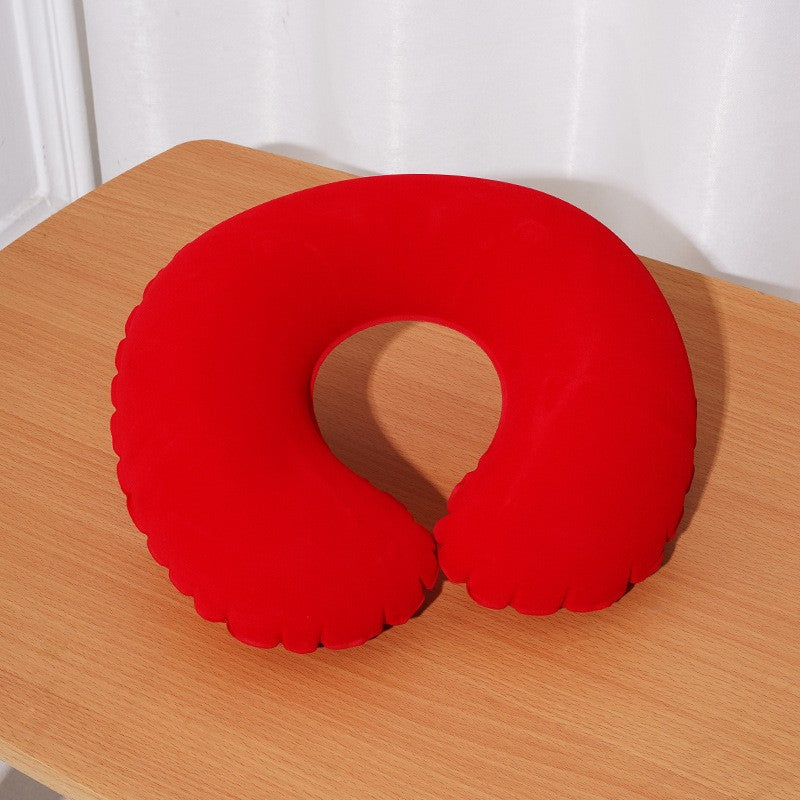 Ergonomic C-Shaped Neck Pillow, Polyester Travel  Car Support Cushion U-shaped Travel Inflatable Pillow