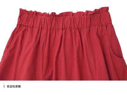 imakokoni 2025 Early Autumn Artistic Washed Braided Bow Half-Dress Casual Retro Women's A-Line Skirt255188