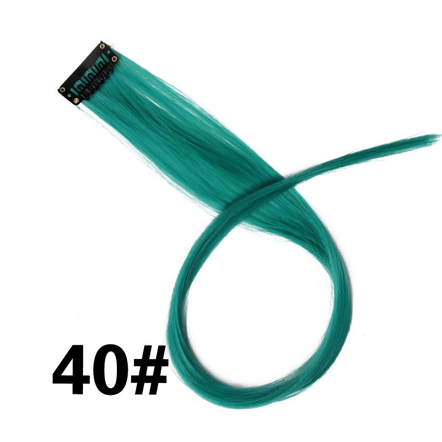 Apliques Sintéticos Presilha de Uma Peça Extensões de Cabelo Arco-Íris Cabelo Sintético Liso Peças de Cabelo de 45cm Longo Ombré Rosa Roxo Vermelho Azul