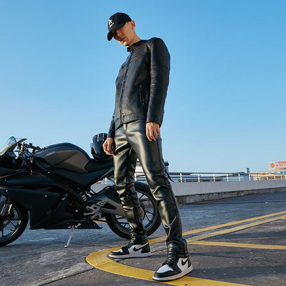 Shilin brand leather jacket men new plush thickened leather coat Slim fit Korean fashion winter casual leather jacket