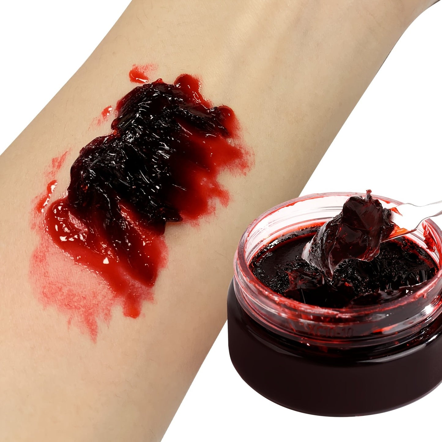 1pc Halloween Fake Blood Makeup Kit, Bright Red Coagulated Fake Blood Paste with Sponge, Realistic Artificial Blood for Party Z