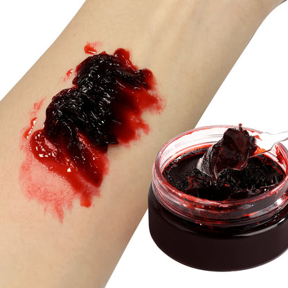1pc Halloween Fake Blood Makeup Kit, Bright Red Coagulated Fake Blood Paste with Sponge, Realistic Artificial Blood for Party Z