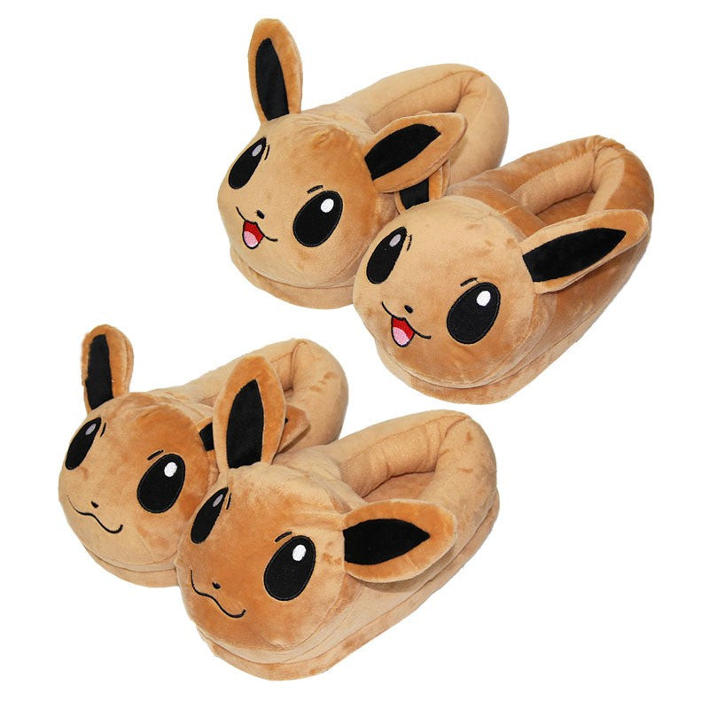 Novos Chinelos de Pelúcia Quentinhos de Inverno Anime Pokémon Pikachu Eevee Umbreon Simpson Kawaii Para Adultos e Crianças Sapatos de Casa Internos