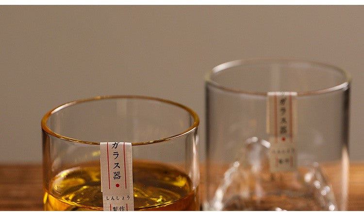 Conjunto de Copos de Uísque de Montanha Glacial 3D Japonesa - Copos Baixos & para Pedras com Caixa de Presente de Madeira para Uísque, Vodka, Vinho