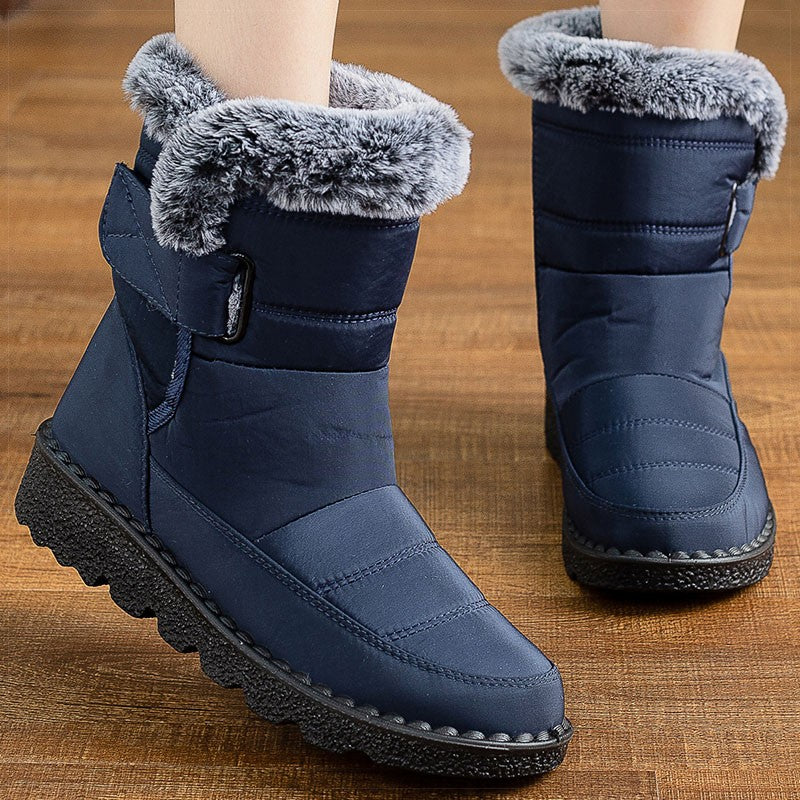 Women's Boots 2025 Trend Snow Boots With Fur Winter Shoes Woman Low Heels Footwear Winter Boots Women Combat Middle Botas Mujer