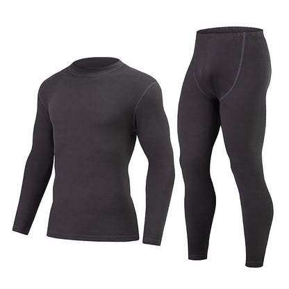 2-piece Autumn/Winter Men's Classic Fashion Basic Warm Underwear Set Loose Large Half High Collar Top T-shirt Elastic Waist Pant