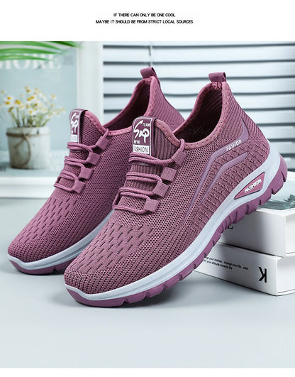 Autumn Women Casual Shoes Breathable Walking Mesh Lace Up Flat Shoes Sneakers Women Tenis Feminino Pink Zapatillas De Mujer