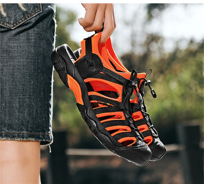 New Summer Genuine Leather Men Sandals Fashion Design Breathable Casual Shoes Men Soft Bottom Outdoor Beach Sandals Big Size 48