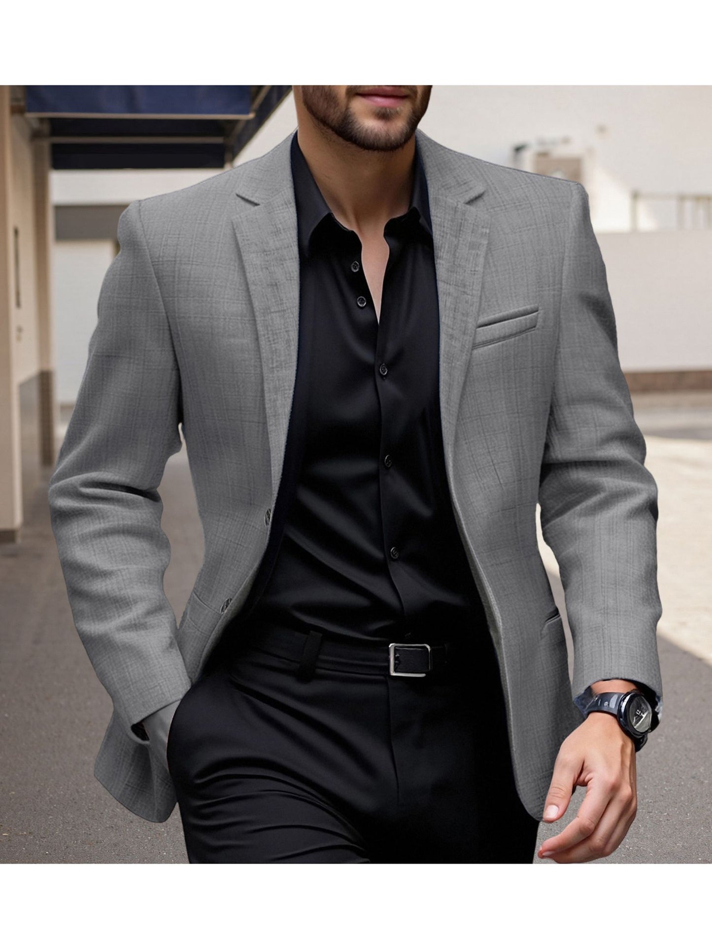 Men s  Fit Casual Blazer with Notched Lapel and Single Button Closure Fashionable Solid Color Sport Coat for Spring and