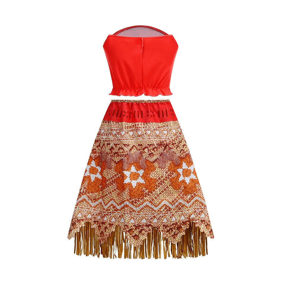 Girls Halloween Cosplay Moana Dress Ocean Adventure Role Play Costume Vaiana Princess Boys Maui Costume Vestidos Party Dress
