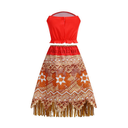 Girls Halloween Cosplay Moana Dress Ocean Adventure Role Play Costume Vaiana Princess Boys Maui Costume Vestidos Party Dress