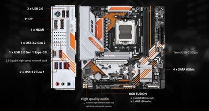 Placa-mãe GIGABYTE Nova B850M FORCE Soquete AM5 Para CPU Ryzen Série 9000 8000 7000 Dual Channel Micro ATX DDR5 SATA3 M.2