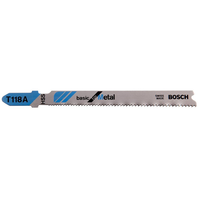 BOSCH 2608631013 T118A Serra Tico-Tico HSS para Metal, Curva, 5 Peças, 92mm, Corte Reto em Metal, Ferramenta Curva Fresada, Acessórios