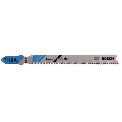 BOSCH 2608631013 T118A Serra Tico-Tico HSS para Metal, Curva, 5 Peças, 92mm, Corte Reto em Metal, Ferramenta Curva Fresada, Acessórios