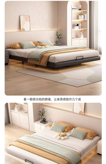 Estrutura de Cama King Size Quarto de Casal Queen Moderna de Luxo Preta Estrutura de Cama de Metal Lounge Cama Elástica Pula Móveis que Economizam Espaço