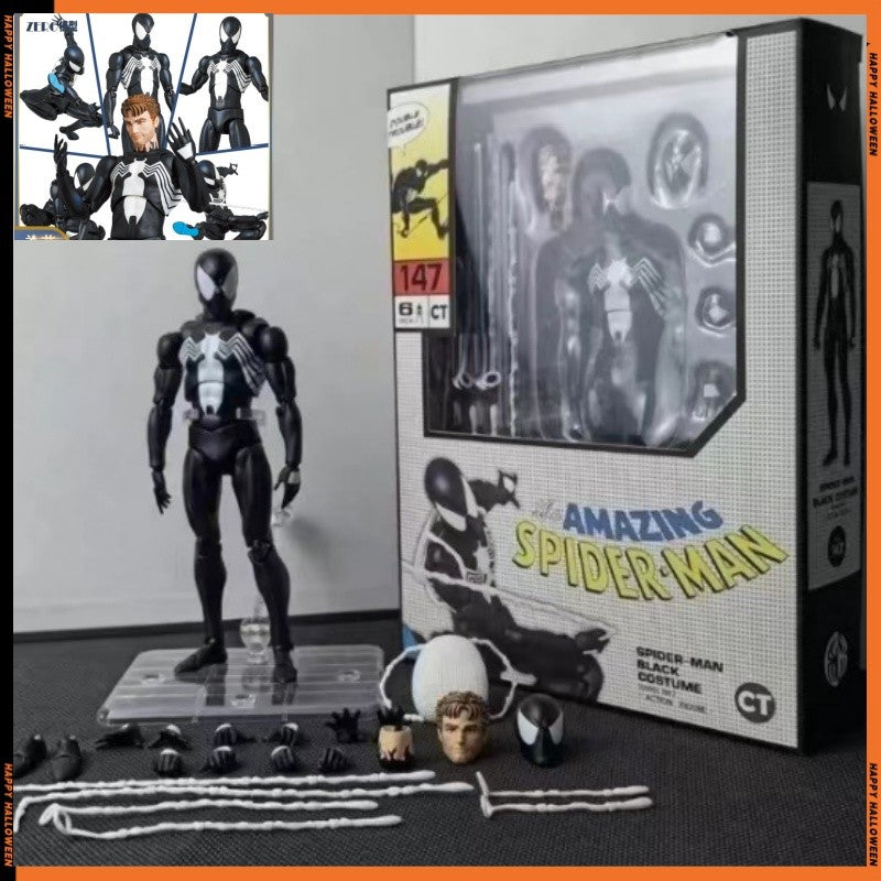 CT Toys 1/12 MAFEX 147 Anime The Amazing Spider-Man Boneco Spider Man Venom Versão KO. Bonecos de Ação Articulados Modelo Brinquedo