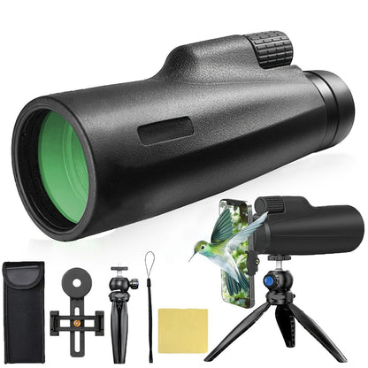 12x50 HD ZOOM Telescópio Monocular Poderoso Binóculos Portátil Telescópio de Longo Alcance Caça Acampamento Com Tripé Suporte de Celular