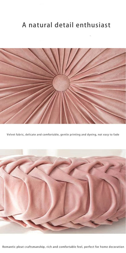 Velvet Pumpkin Pillow Backrest Lumbar Support Cushion Soft Round Solid Color Suitable for Sofa Bed Floor Office Chair