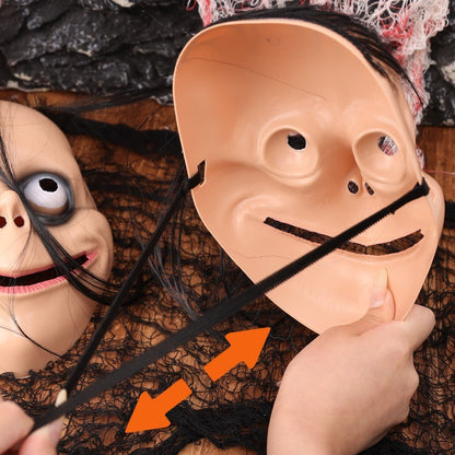 Funny Scary Halloween Mask Exaggerated Monster Face Mask Long Hair Spooky Cosplay Costume Accessory for Adults Party Deco Gift