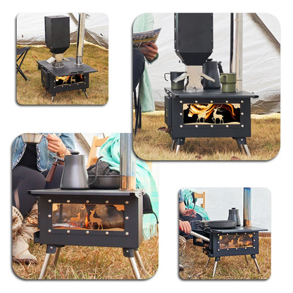 Pellet Burner 16L Storage Capacity Stainless Steel Firewood Stove Outdoor Camping Tent Heating Picnic Cooking