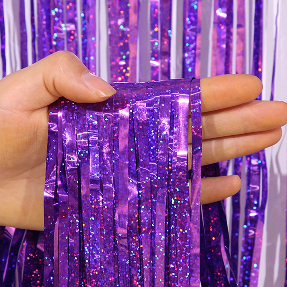 2M Glitter Pink Metallic Foil Tinsel Curtain Backdrop Birthday Wedding Bridal Shower Bachelorette Party Decor Adult Anniversary
