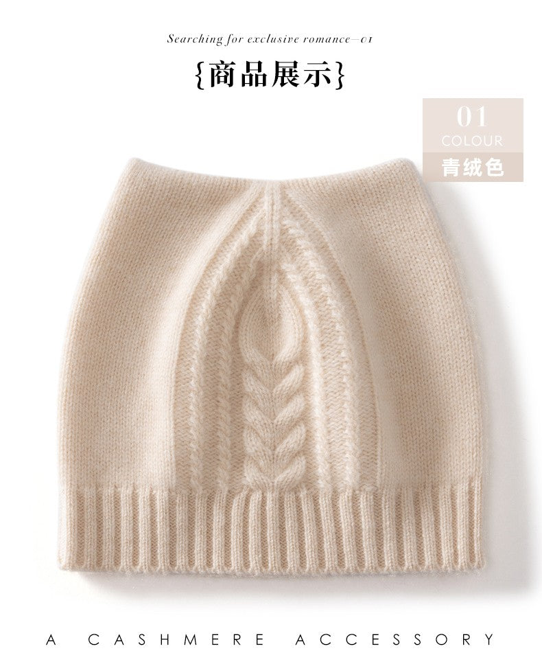 Autumn Winter Cute Hat Knitted 100% Cashmere Wool Hat Cat Ears Thickened Warm Ear Protection Knitted Beanie