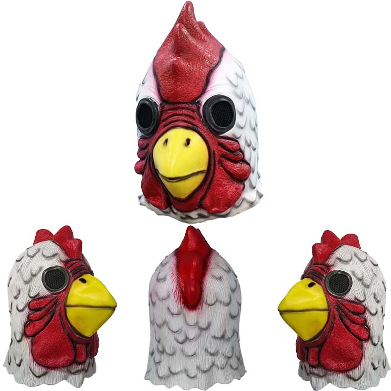 Hotline Miami Richard Rooster Mask, Cosplay Funny Animal Head Cover White Rooster Mask Halloween Party Prop Adult Latex Mask