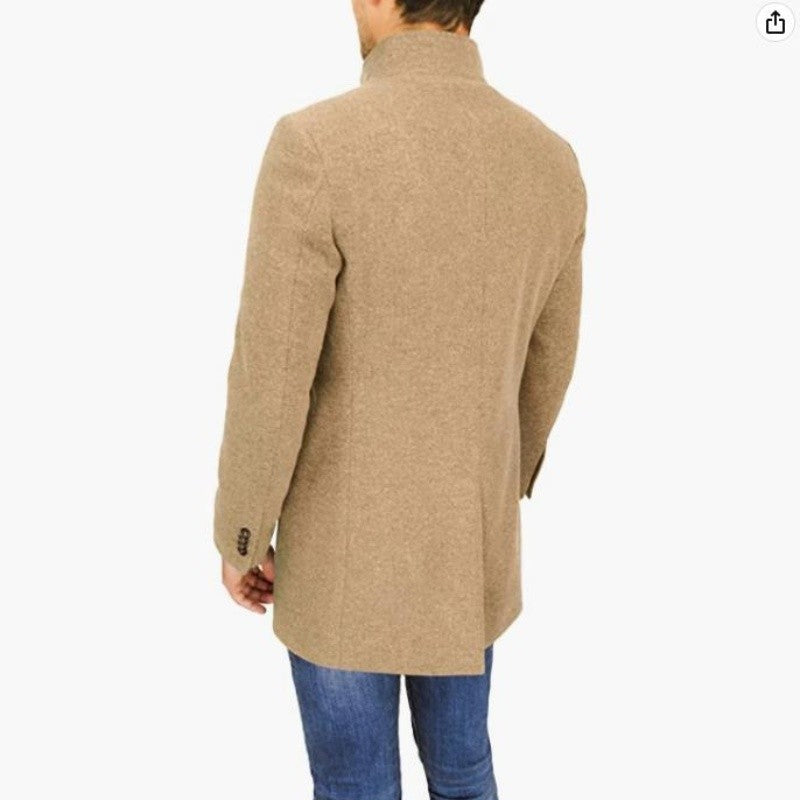 Elegant Jackets Man Single Breasted Man's Janket Solid Wool Blends Mid-length Trench Coat Long Men's Coat
