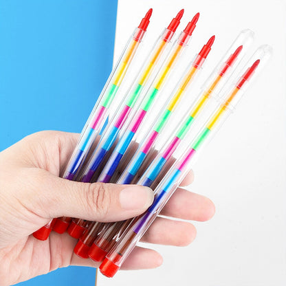 12/24Pcs Set Stackable Colorful Painting Graffiti Crayons Kids Party Supplies Birthday Gifts Kindergarten School Teacher Prizes