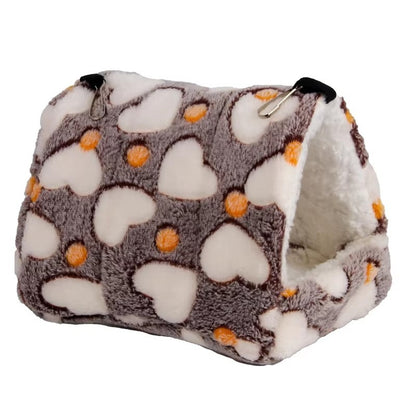 1 PEÇA Casa de Estimação Pequena de Espuma com Estampa de Bolinhas de Fleece Coral Cama Suspensa para Hamster para Pequenos Animais Esquilo Papagaio Ninho de Algodão