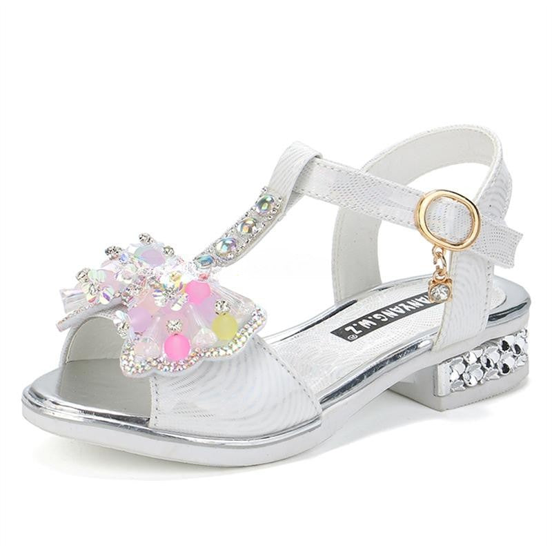 Girls Flat Heel Sandals Kids Girls Spring Summer Little Kids Princess Dress Bow Fashion Teenage Shoes