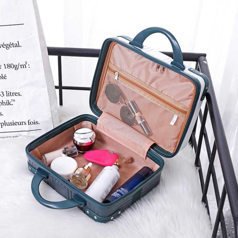 Hot Cosmetic Box 14 inch Mini Travel Suitcase Cosmetic Box Hand Luggage Organizer Makeup Case Small Password Box Boarding Case
