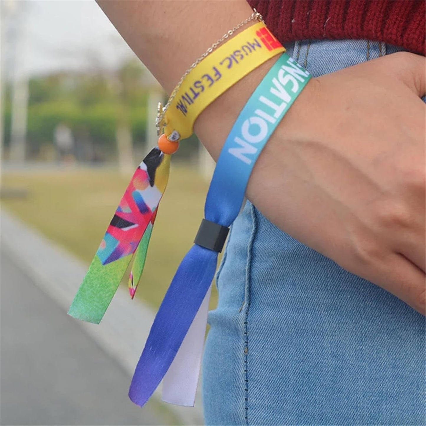 200PCS Custom Cloth Wristbands Personalized Events VIP Wristbands for Festival Gatherings Admission Party