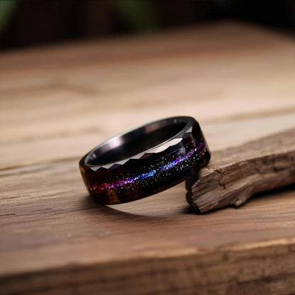 Anel de carboneto de tungstênio preto, anel de compromisso para homens, joias da moda, alianças de casamento masculinas, anéis de noivado Galaxy
