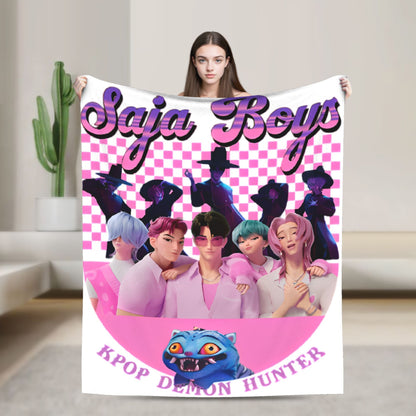 Cobertores de flanela Kpop Demon Hunters Zoey Huntrix Cobertor incrível para casa hotel sofá colcha 125*100cm