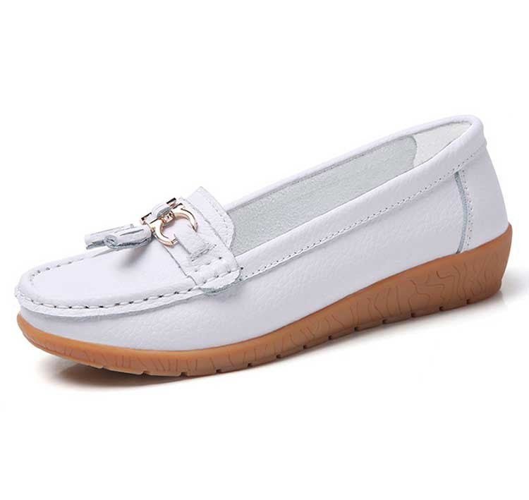 Women Shoes Nurse Loafers Shoes Classics Flats Zapatos Mujer Comfortable Flat Shoes Women White Casual Leather Women's Footwear