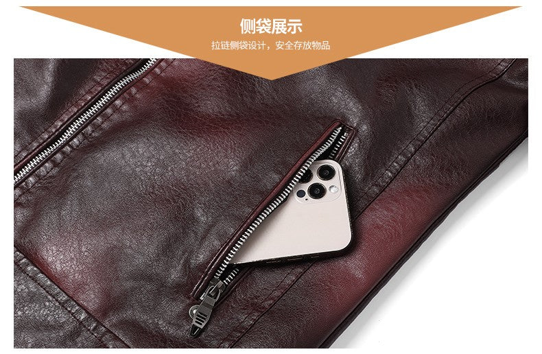 Quality New Male Casual Leather Jackets 7XL Autumn Winter Men Stand Collar Motorcycle Leather Jackets Vintage Leather Coat