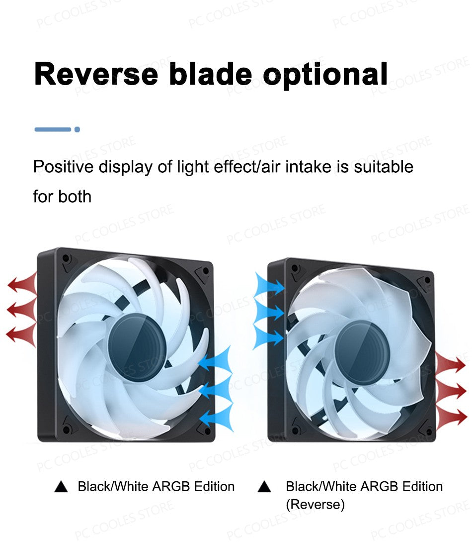 JONSBO SL-120 White/Black 120mm Case Fan 5V 3PIN ARGB Silent CPU Cooler Fan 4PIN PWM Serializable Reverse Fan