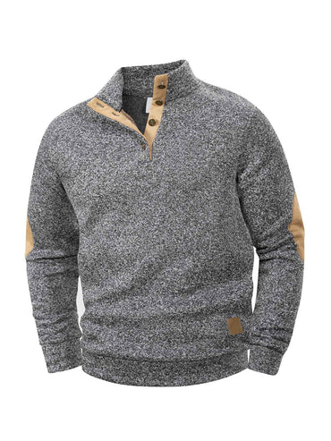 Spring Autumn Men's Casual Pullover Button Down Stand Collar Henley Polo Coats Long Sleeve Stand Collar Sweatshirts for Sport