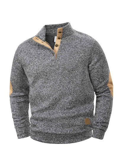 Spring Autumn Men's Casual Pullover Button Down Stand Collar Henley Polo Coats Long Sleeve Stand Collar Sweatshirts for Sport